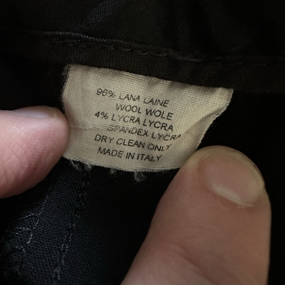 Allan Waller Wool Capri Pants Womens 10 Black Vintage Italy Stretch Cropped - Picture 8 of 9